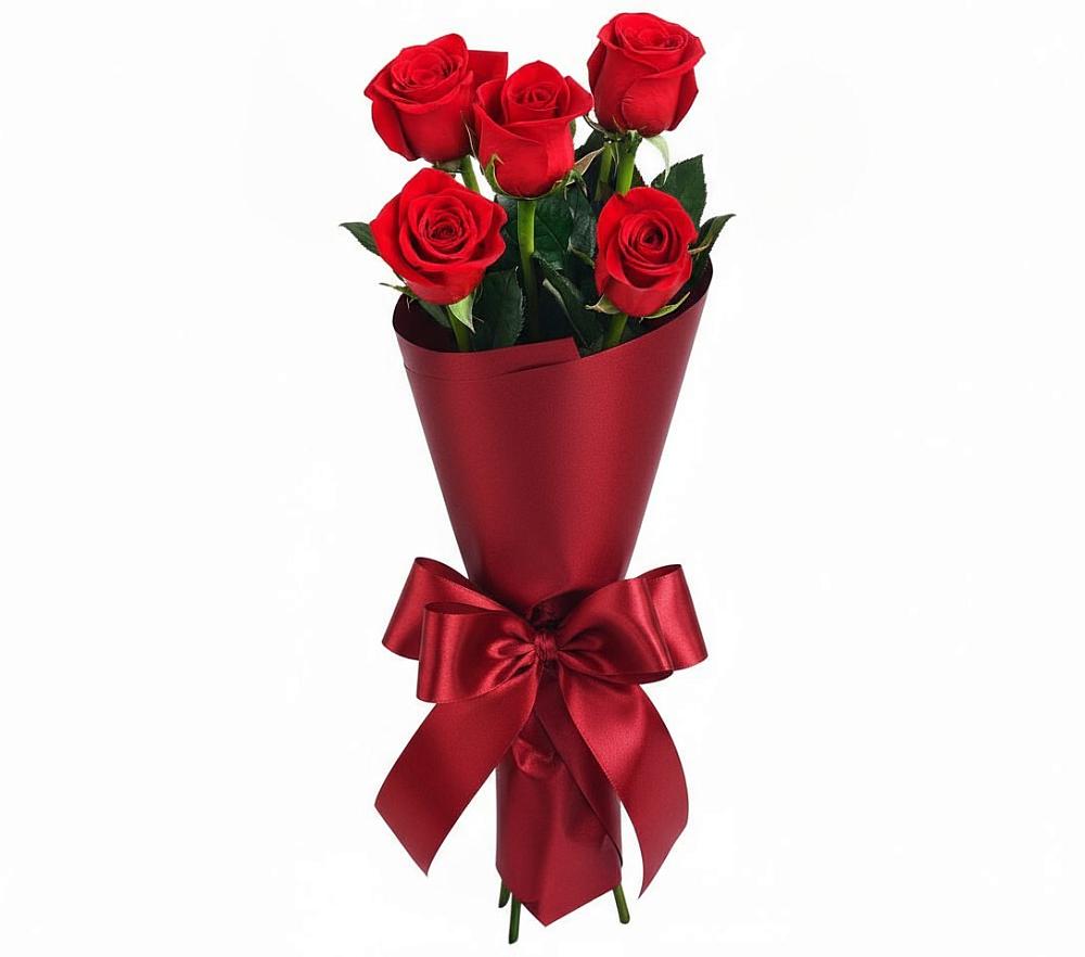 Букет 5 Красных роз Эдлесс Лав в Новом-Осколе