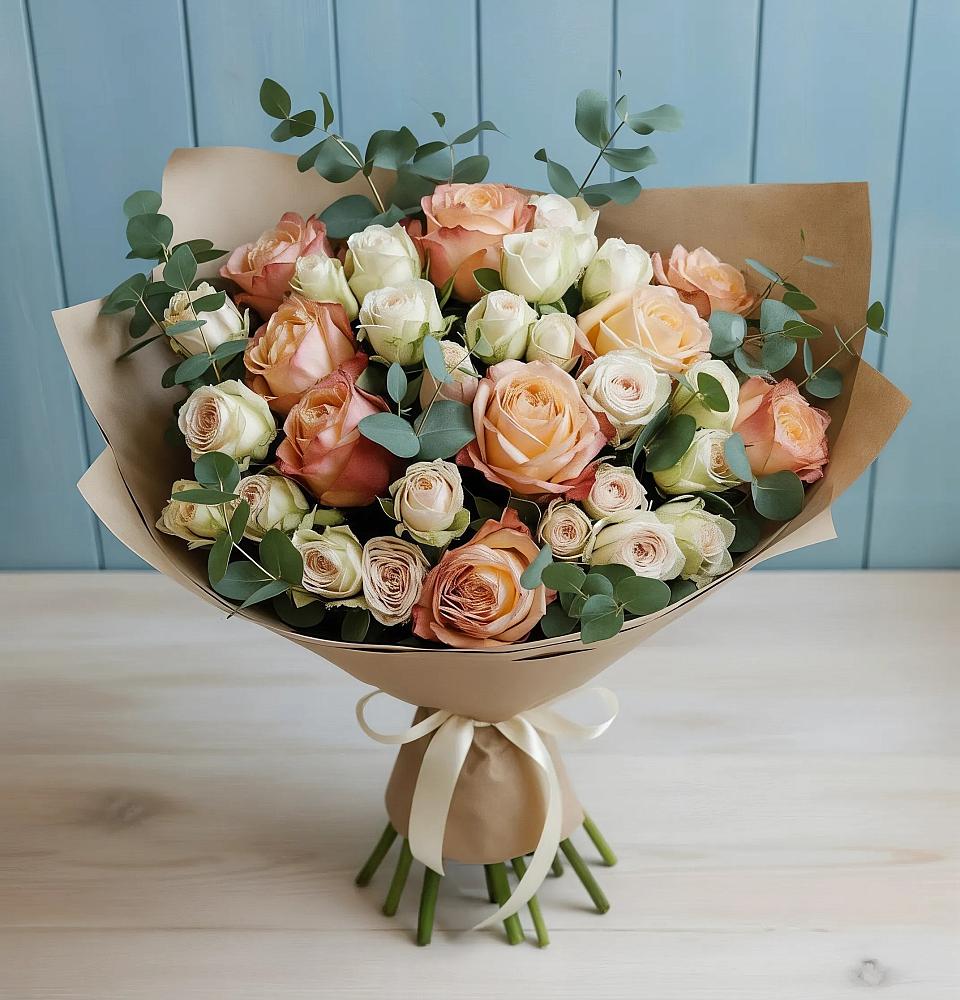 Букет цветов из: Альстромерии и Розы в Новом-Осколе