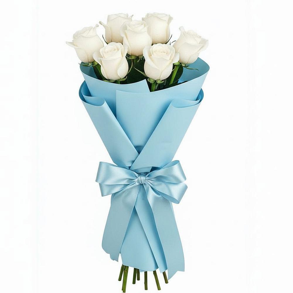 Букет 7 белых роз Проуд в Новом-Осколе