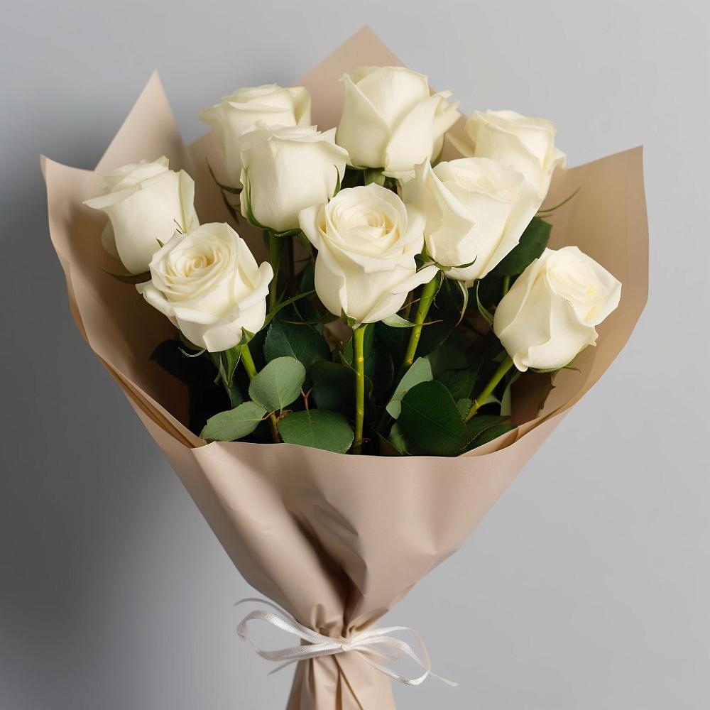 Букет 9 Белых роз Эдлесс Лав в Новом-Осколе