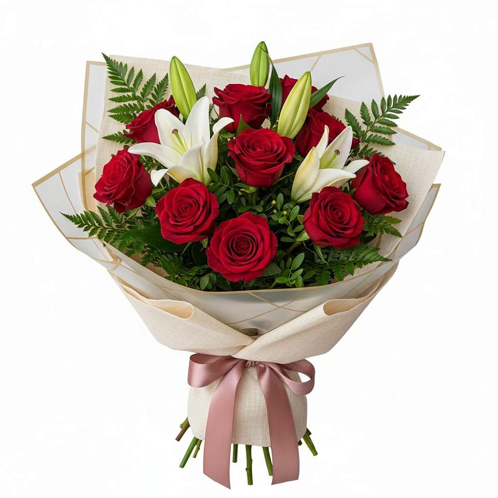 Букет цветов из: Лилии и Розы в Новом-Осколе