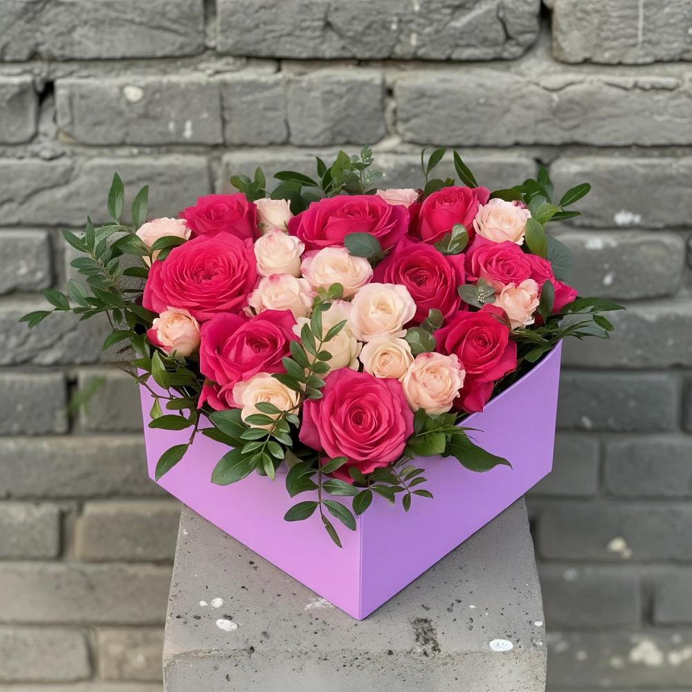 Цветочная композиция из Розы в коробке в Новом-Осколе