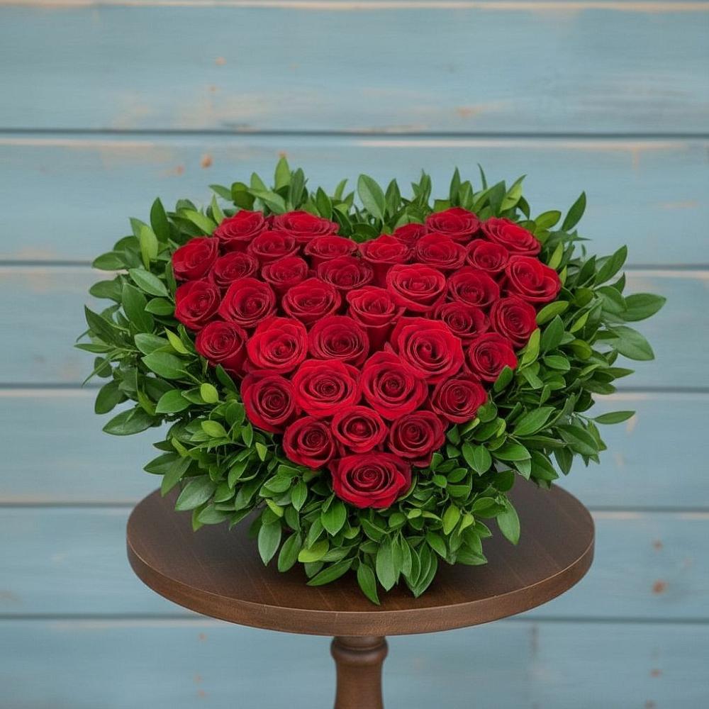 Цветочная композиция из Розы в виде сердца в Новом-Осколе