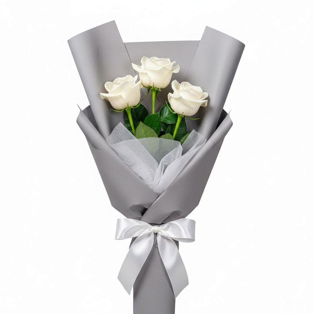 Букет 3 белые розы в Новом-Осколе