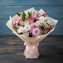 Букет цветов из:  Хризантемы, Альстромерии и Розы в Новом-Осколе