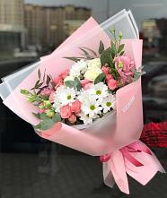 Букет цветов из:  Розы, Лизиантусы и Хризантемы в Новом-Осколе