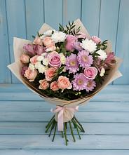 Букет цветов из:  Хризантемы, Розы и Альстромерии в Новом-Осколе